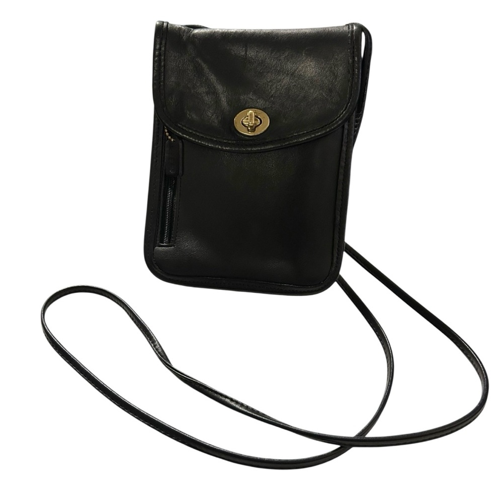Vintage Coach Tourist Pouch Passport Hipster Crossbody #6908 – Black Leather - Picture 8 of 11